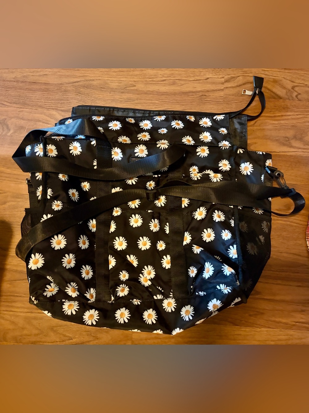 IBFUN Black Daisy Print Tote Bag